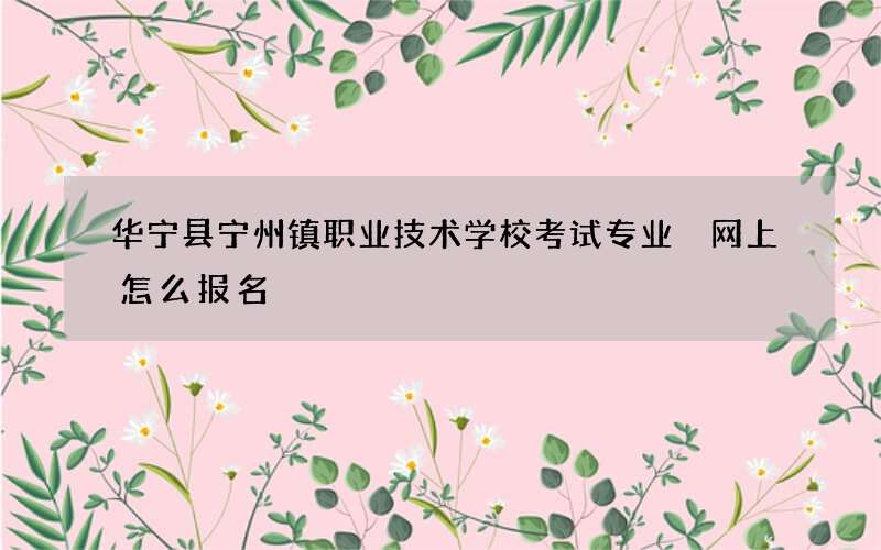 华宁县宁州镇职业技术学校考试专业 网上怎么报名